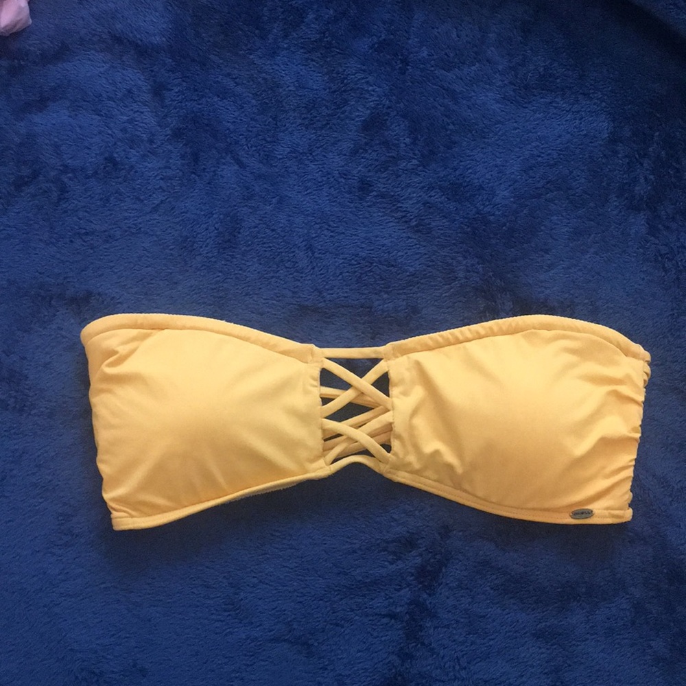 Yellow cross cross bikini top